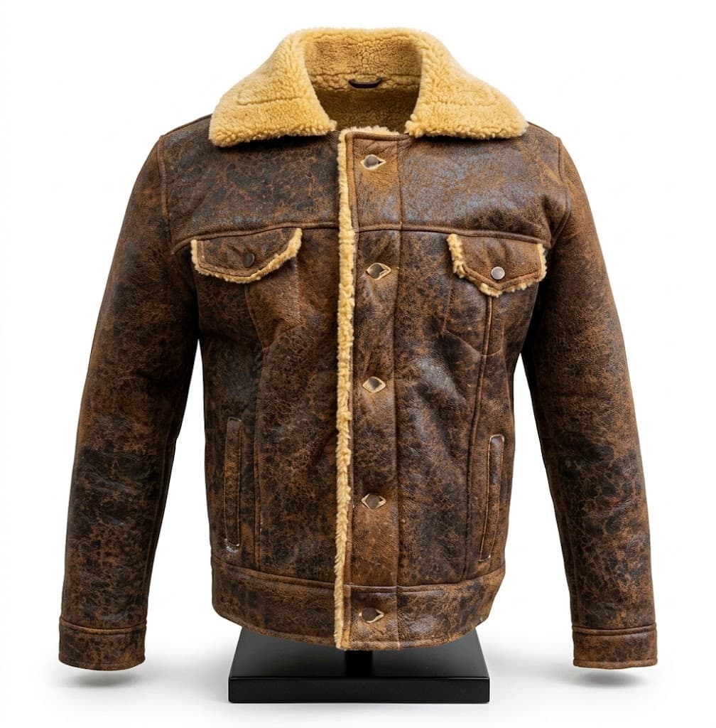 Chamarra de Gamuza con Cuello de Borrego para Hombre